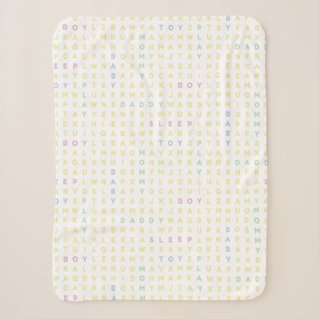 Sweet Baby Boy Alphabet ABCs Traditional Colours Sherpa Blanket (Front)