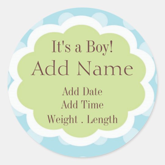 Sweet Baby Boy Birth Announcement Sticker