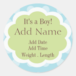 Sweet Baby Boy Birth Announcement Sticker