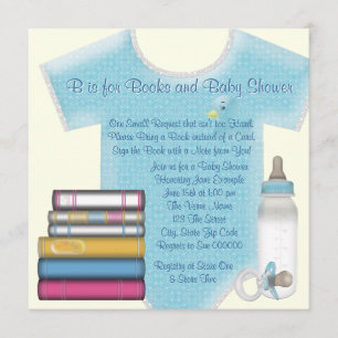 Sweet Baby Boy Bring A Book Baby Shower Invitation
