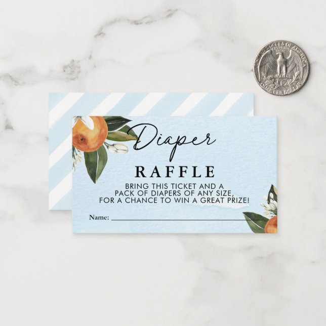 Sweet Baby Boy Clementine Boy Diaper Raffle Card (Front/Back In Situ)