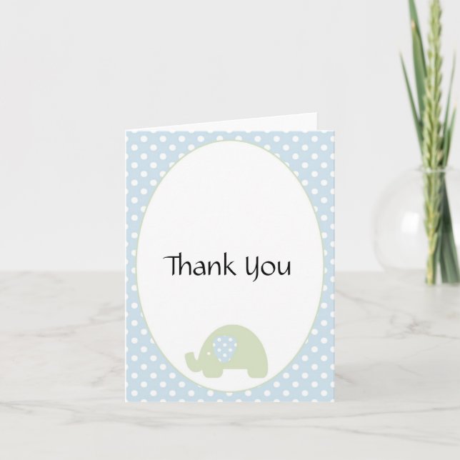 Sweet Baby Boy- Elephant Thank You Note Card (Front)