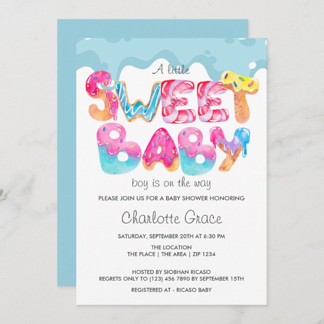 Sweet Baby Boy Is On The Way Invitation (Front/Back)