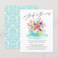 Sweet Baby Brewing Floral Baby Tea Invitation