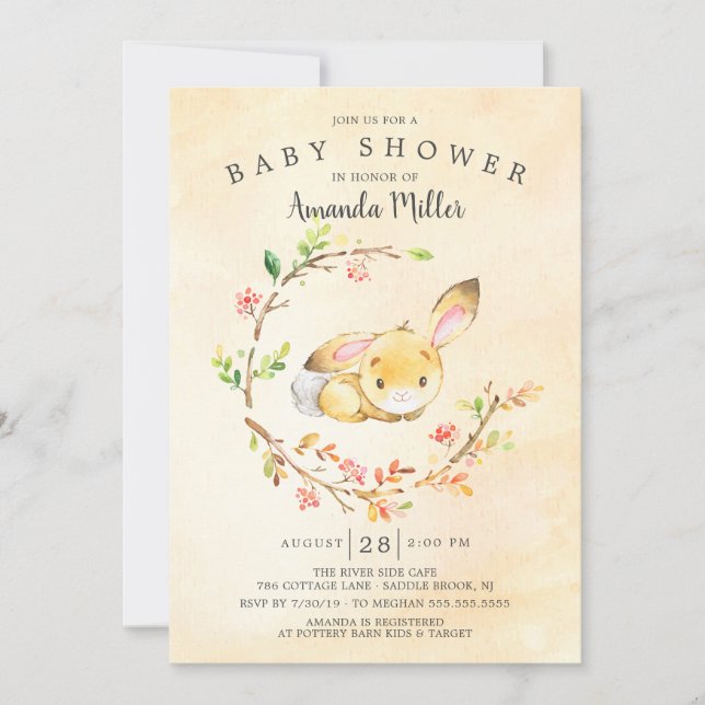 Sweet Baby Bunny Baby Shower Invitation (Front)