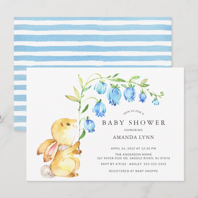 Sweet Baby Bunny Baby shower Invitation (Devant / Derrière)