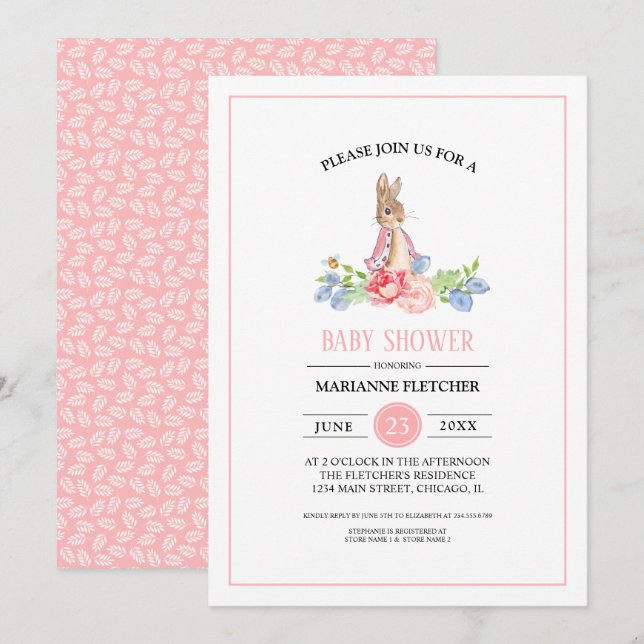 Sweet Baby Bunny | Rabbit Baby Shower Invitations (Front/Back)