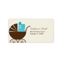 Sweet Baby Carriage Address Label - Blue