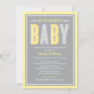 Sweet Baby Chic Type Yellow and Grey Shower Invitation