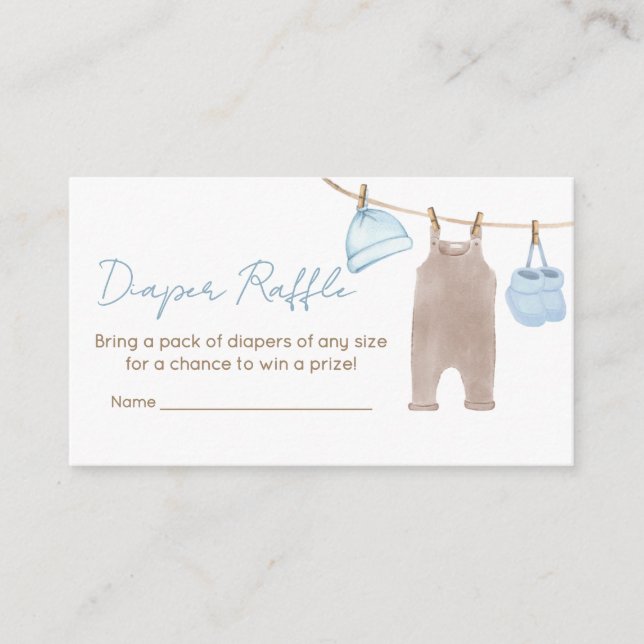 Sweet Baby Clothesline Baby Shower Diaper Raffle Enclosure Card (Front)