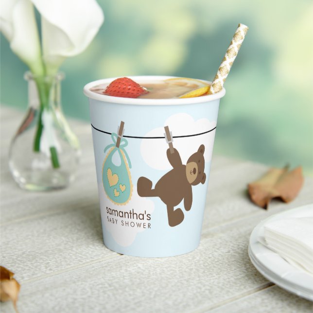 Sweet Baby Clothesline Gender Neutral Baby Shower Paper Cups (Insitu)