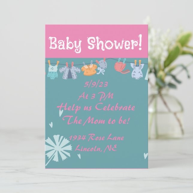 Sweet Baby Clothesline Shower Card (Standing Front)