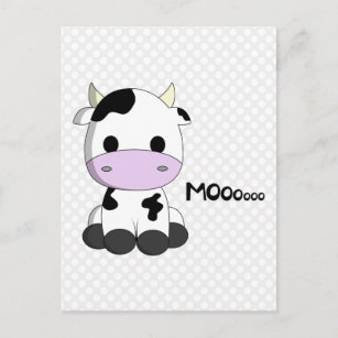 Sweet baby cow cartoon kawaii kids postcard