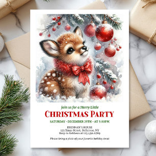 Sweet baby deer watercolor Christmas invite digita
