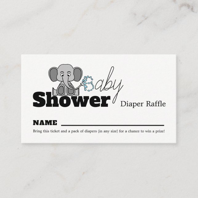 Sweet Baby Elephant, Baby Shower Diaper Raffle Enclosure Card (Front)