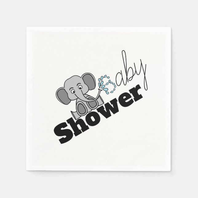 Sweet Baby Elephant, Baby Shower Napkin (Front)