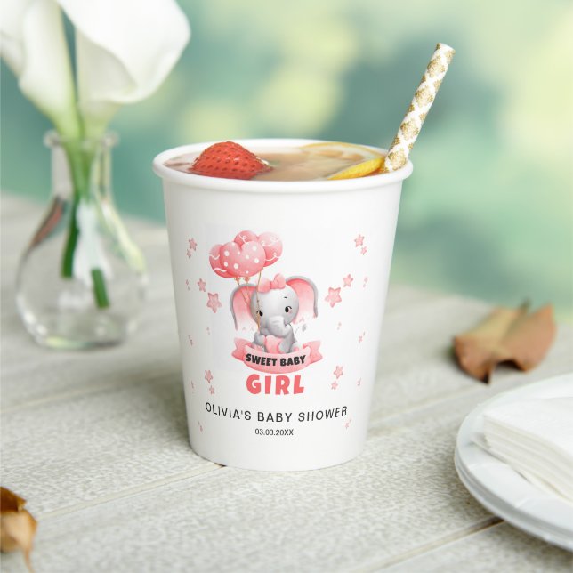 Sweet Baby Elephant Baby Shower Paper Cups (Insitu)