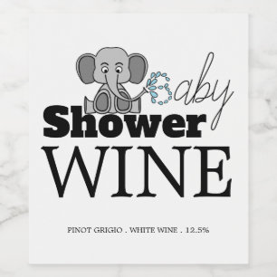 Sweet Baby Elephant, Baby Shower Wine Label