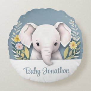 Sweet Baby Elephant Round Pillow