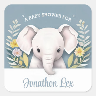 Sweet Baby Elephant Square Sticker