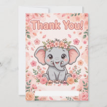 Sweet Baby Elephant Thank You Card