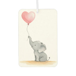 Sweet Baby Elephant with Pink Heart Balloon  Air Freshener