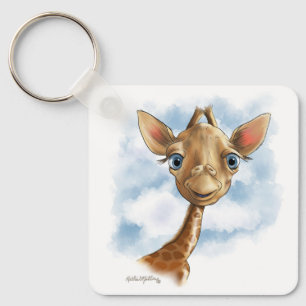 Sweet Baby Giraffe Cartoon Keychain