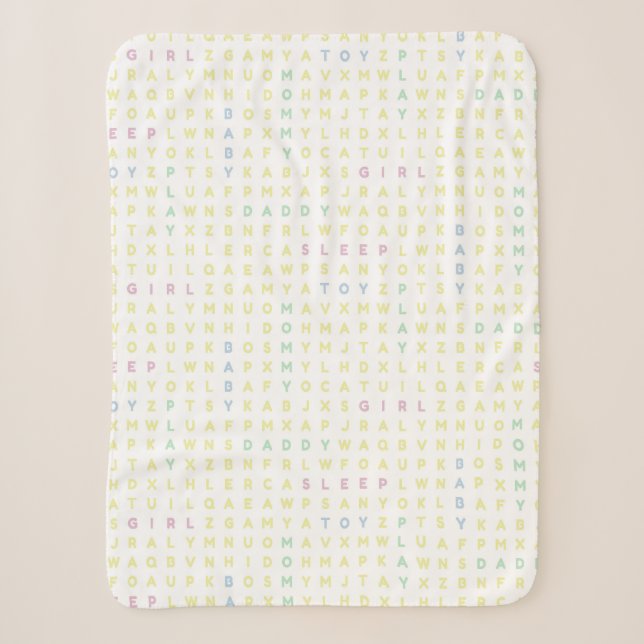Sweet Baby Girl Alphabet ABCs Traditional Colours Sherpa Blanket (Front)