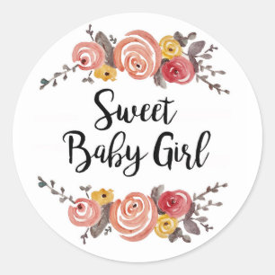 Sweet Baby Girl Baby Shower Classic Round Sticker