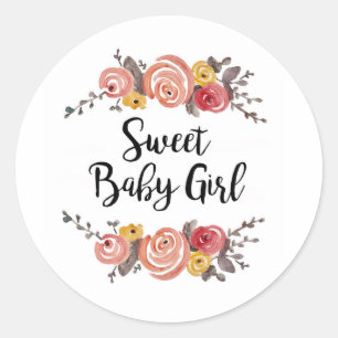Sweet Baby Girl Baby Shower Classic Round Sticker