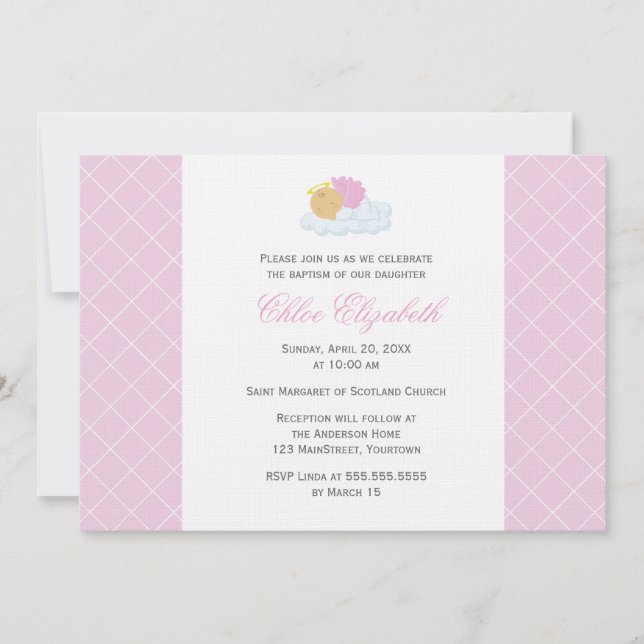 Sweet Baby Girl Baptism Invitation (Front)