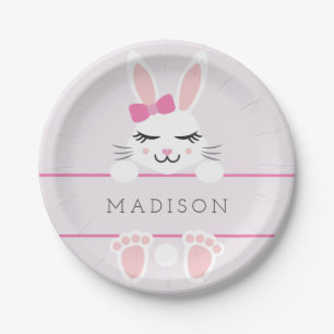 Sweet Baby Girl Bunny Personalized Paper Plate