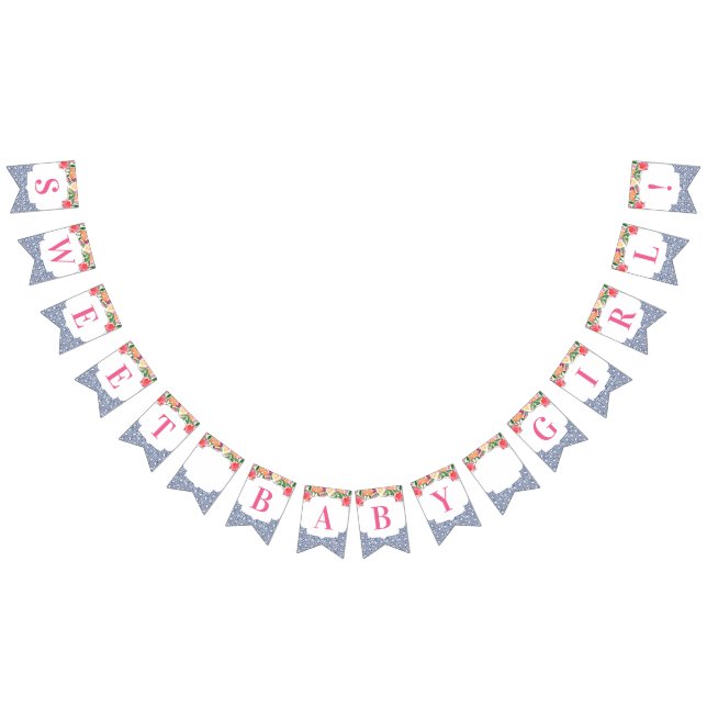Sweet Baby Girl Citrus Spanish Tiles Baby Shower Bunting Flags (All)