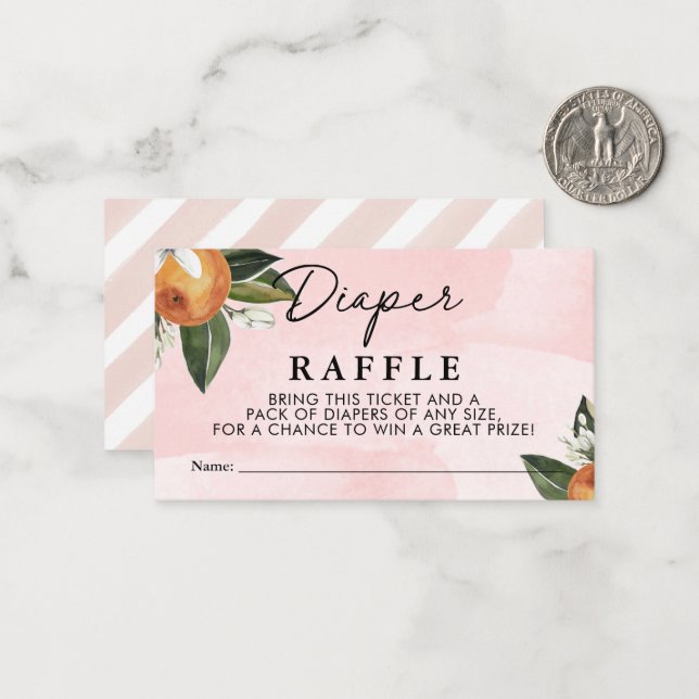 Sweet Baby Girl Clementine Girl Diaper Raffle Card (Front/Back In Situ)