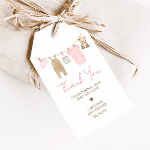 Sweet Baby Girl Clothesline Baby Shower Favour Tag