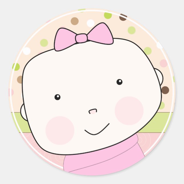 Sweet Baby Girl Face Envelope Seal (Front)