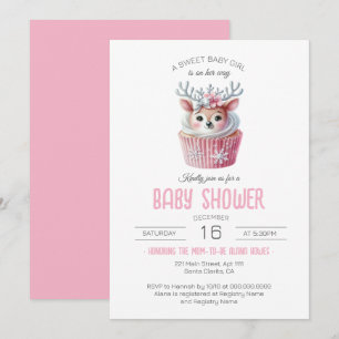Sweet Baby Girl Is On Her Way Cupcake Baby Shower Invitation