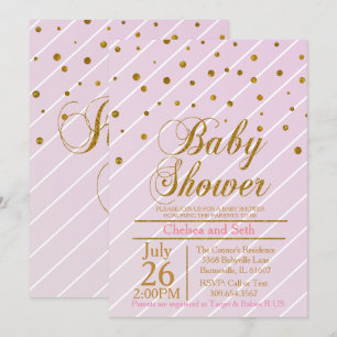 Sweet Baby Girl Pink & Gold Confetti Baby Shower Invitation