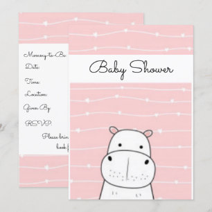 Sweet Baby Hippo Baby Shower Invitation