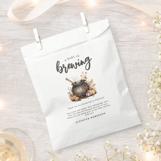 Sweet Baby Is Brewing Halloween Baby Shower Favour Bag (Clipped)