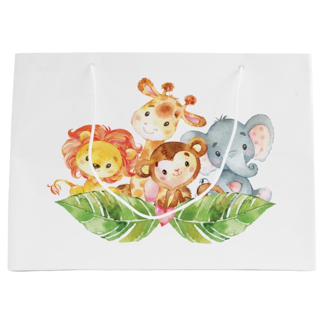 Sweet Baby Jungle Animals Large Gift Bag (Front)