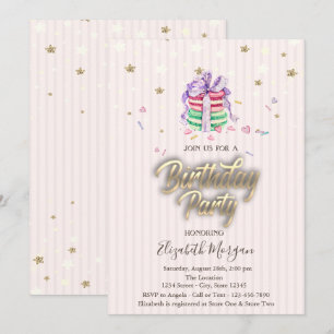 Sweet Baby Macarons Stars Birthday Party Invitation
