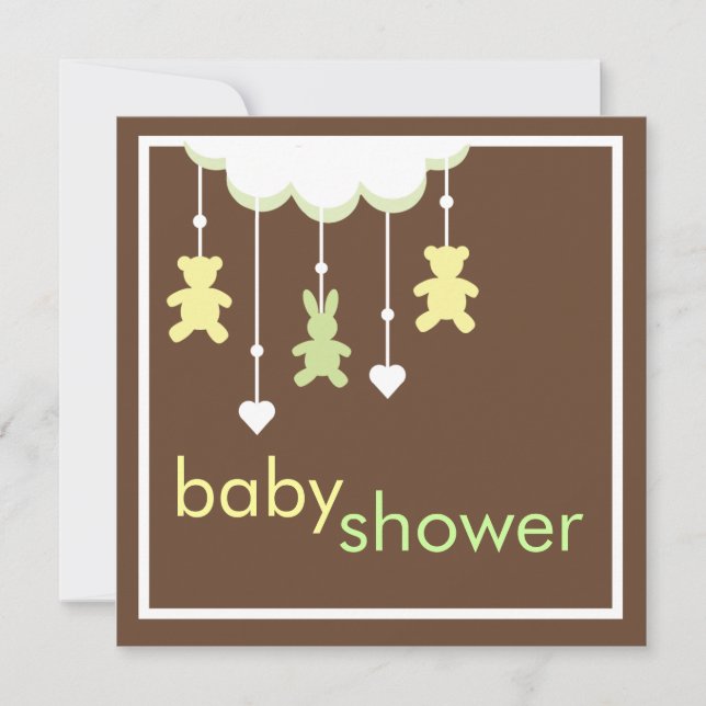 Sweet Baby Neutral Mobile Baby Shower Invitation (Front)