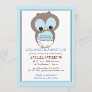Sweet Baby Owl Boy Whoo Baby Shower Invitation