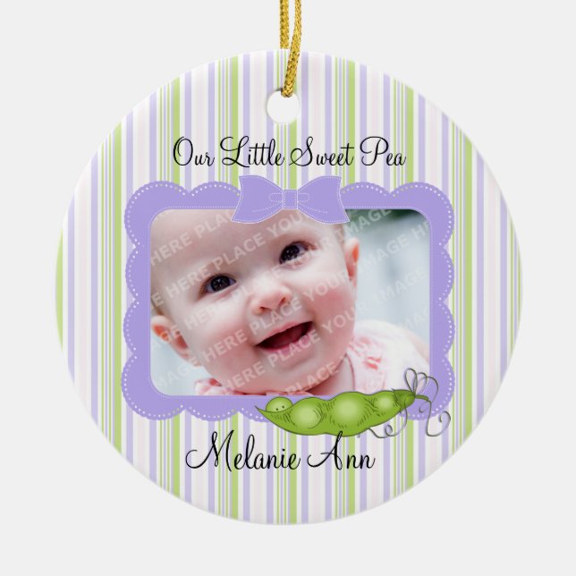 Sweet Baby Pea Photo Ceramic Ornament (Front)