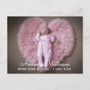 Sweet Baby Photo Script Name Overlay Birth Announcement Postcard