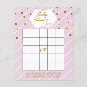Sweet Baby Pink and Gold Baby Shower - Bingo Flyer