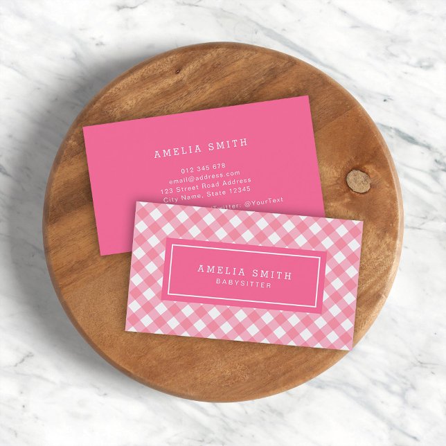 Sweet Baby Pink Gingham Business Card (Creator Uploaded)