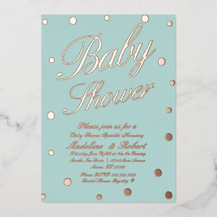 Sweet Baby Shower Gold Dots Pressed Foil Invitat