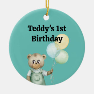 sweet baby teddy bear ceramic ornament
